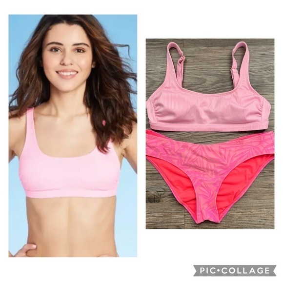 Xhilaration Ribbed Bralette Ruched Cheeky Bikini - Picture 1 of 8